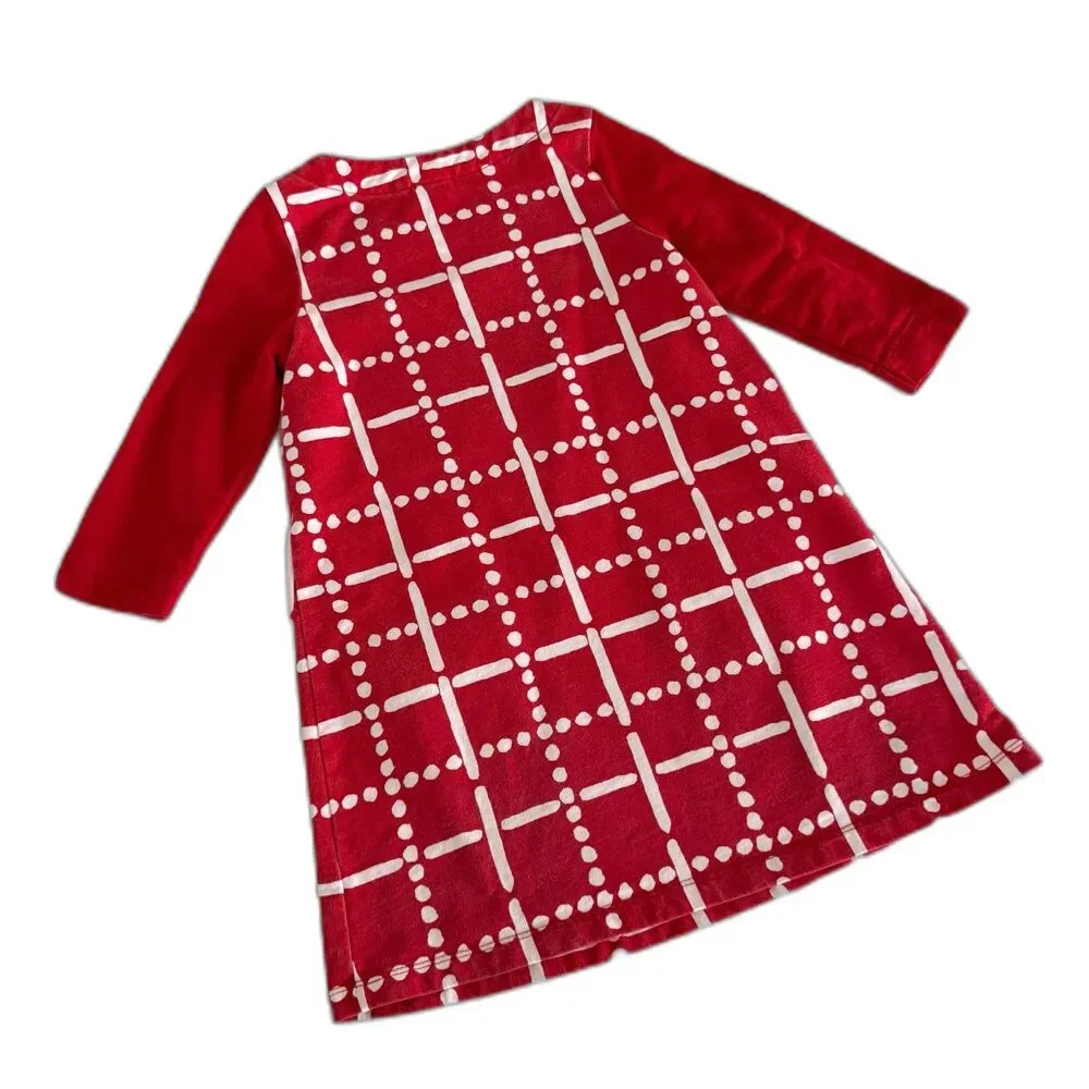 Gymboree Girls 6 Red Grid Windowpane Pocket Aline Knit Dress *READ*
